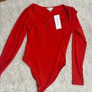 Miss Selfridge Red Bodysuit Top